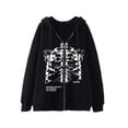 thumbnail image 2 of Franhais Women'S Casual Jacket,Letter Skeleton Printed Long Sleeve Zipper Closure Hooded Sweatshirt, 2 of 3