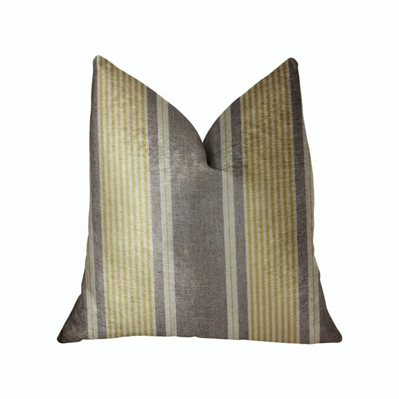 Plutus 20" x 20" Graceful Bridge Luxury Throw Pillow in Yellow and Gray