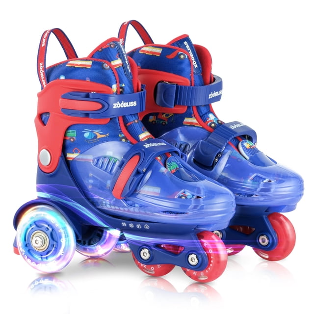 Patines ZOOBLISS para niños, 4 tamaños ajustables de 3 a 7 años con ruedas iluminadas