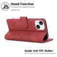 thumbnail image 3 of Flower&Butterfly Pattern Wallet Case for iPhone 14 Pro,Dteck Magnetic Leather Case Shockproof Rubber Kickstand Full Body Protective Cover with Wrist Strap,Red, 3 of 6