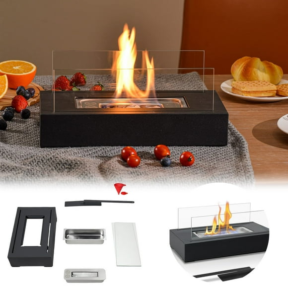 Riforla Réchaud à Alcool de Table Barbecue Extérieur Foyer Décoratif Chauffage Portable Casserole à Feu Solution de Chauffage Portable Réchaud à Alcool de Barbecue avec Design de Foyer Décoratif Noir
