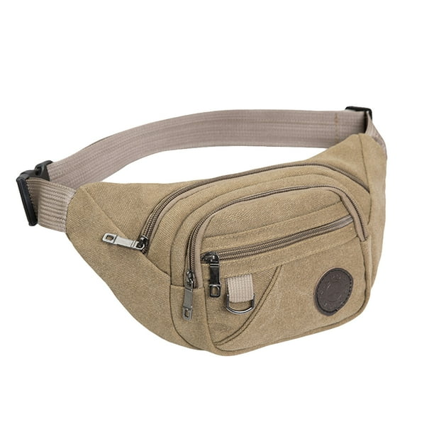 Riñonera para deportes al aire libre, riñonera portátil, bolsa de almacenamiento multifuncional, bolsa de pecho informal para hombres y mujeres (caqui)
