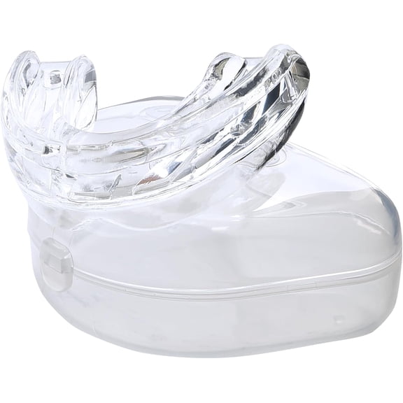 Braces Mouth Guard for Sports (Pure Clear) - Instant Fit (No Boil) Double (Upper & Lower) Mouthguard for Lacrosse, Hockey, Muay Thai, Football, MMA, Rugby, Karate, Boxing (with Case)