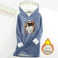 thumbnail image 2 of Feancey Halloween Womens Fleece Hoodie Novelty Ghost Graphic Pullover Sweatshirts Hooded Long Sleeve Sherpa Lined Thermal Tops Blue L, 2 of 4