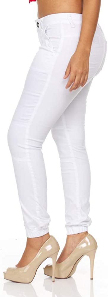 YDX Smart Jeans Juniors Denim Joggers for Women Cute Comfort Stretch High Rise White Size 24 Plus - image 2 of 8