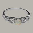 thumbnail image 5 of LBG British Made 9ct White Gold Natural Opal Womens Solitaire Ring - 33 size options - Size 5, 5 of 6
