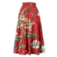 thumbnail image 7 of Women's Floral Midi Skirt, Drawstring High Waist Tiered Pleated Skirt, Casual Boho Skirt for Vacation, Daily Wear and Spring Outfits,Red,S, 7 of 7