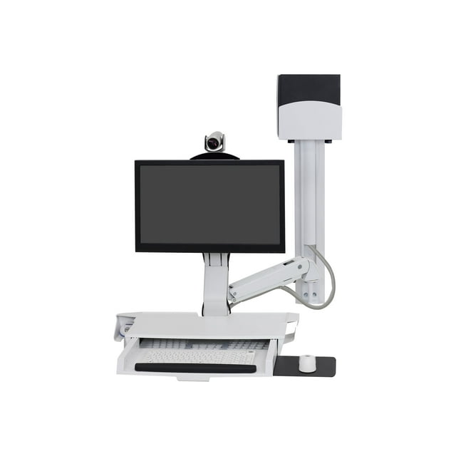 StyleView Sit-Stand Combo System with Worksurface and Small CPU Holder (white)