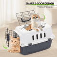 thumbnail image 6 of Magshion 18" Hard-Sided Pet Carrier, Portable Dog Travel Kennel Handbag Cage Transport Box with Handle and 2 Doors, Airline Approved, White/Grey, 6 of 10