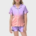 thumbnail image 4 of Godom Pajama Set for Kid Girls Satin Pajama Silk PJ Short Sleeve Sleepwear 2Pcs Nightwear Sleepwear, 4 of 5