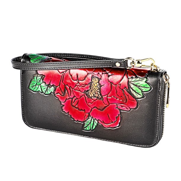 Monedero de cuero Minnieouse para mujer elegante con cordón Rojo Tipo 2