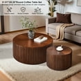 thumbnail image 4 of Gexpusm Nesting Coffee Table Set of 2, Handcraft Round Coffee Table with Small End Table, Solid Wood Accent Table for Living Room Bedroom Apartment, Walnut, 4 of 7