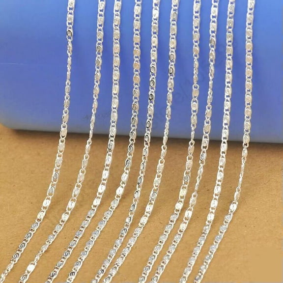 EOEMY 10Pcs Wholesale 20" Nice Jewelry 925 Silver Chain Flat S Necklaces For Pendant