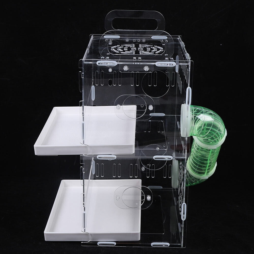 Pet Cage Rat House 2-levels Acrylic Hamster Palace Mouse Habitat Gerbil Home