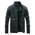 thumbnail image 1 of Manteau Veste en Similicuir à Col Montant Uni pour Homme, Mode Automne, 1 of 8