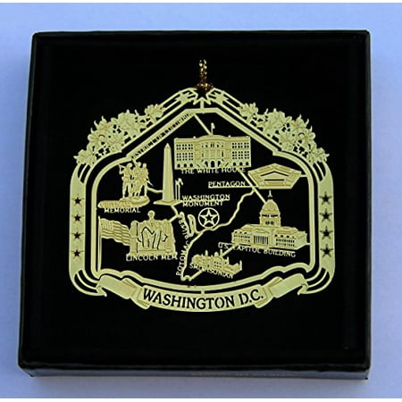 Washington D.C. Brass Ornament Black Leatherette Gift Box