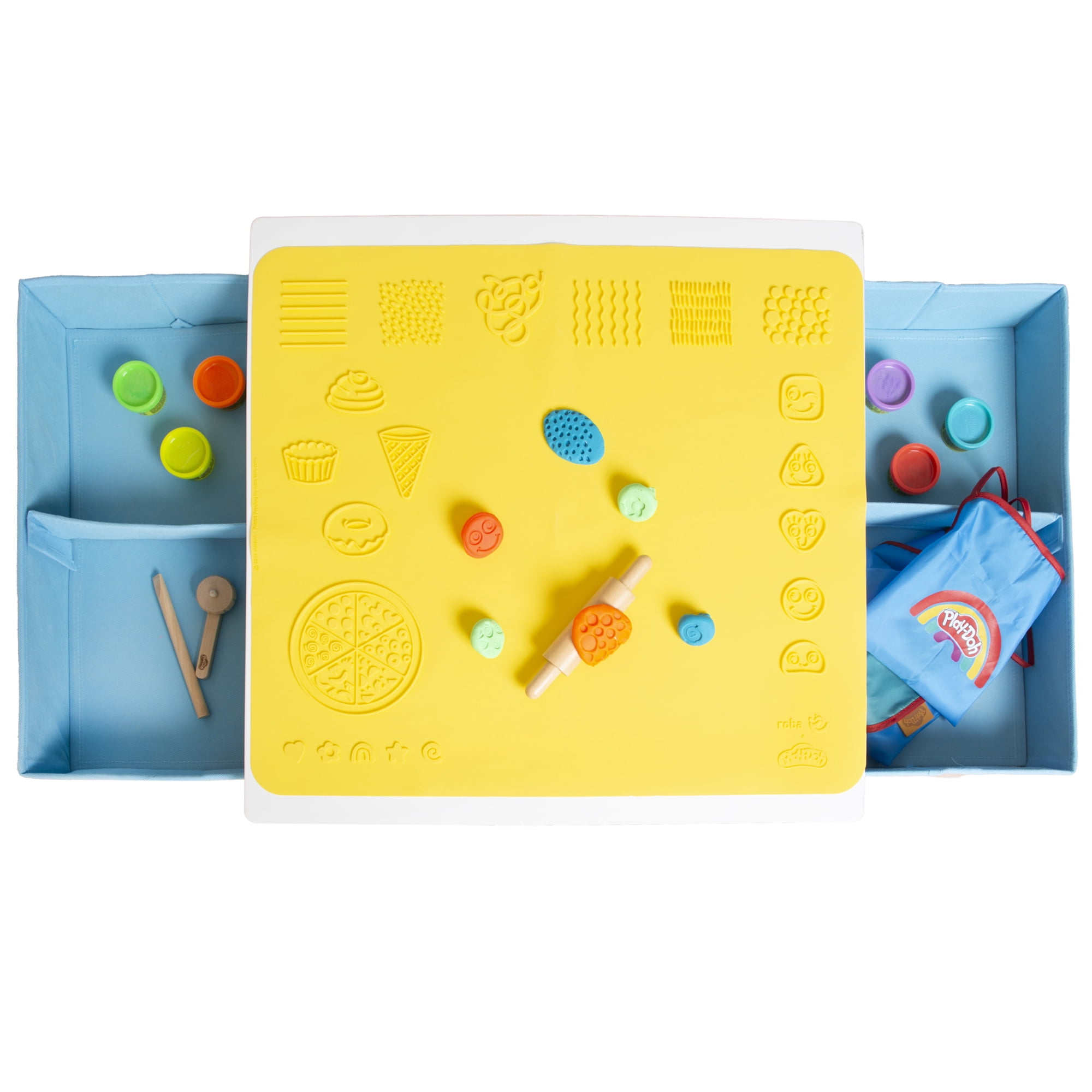 Play-Doh: Creative Craft Table - All-In-1 Art Station, Wooden Desk & Ottoman, Storage Boxes, (6) 1oz Play-Doh, Apron & Tools, 3D Silicone Mat, Kids 3+