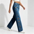 thumbnail image 5 of Levmjia Women Wide Leg Jeans with Side Metal Grommets High Waisted Baggy Denim Pants Streetwear Vintage Cargo Pants, 5 of 9