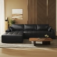 thumbnail image 6 of PATBRELA Sectional Sofa, 101" L-Shaped Deep Seat Cloud Couch, Modular Sofa with Back Cushion for Living Room Bedroom, PU Leather, No Assembly Required, Black (Left Facing Chaise), 6 of 10