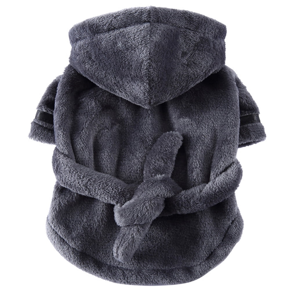 Puppy robe Dog dry towel robe with hood and belt, easy to wear ...