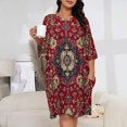 thumbnail image 2 of Red Floral Persian Rug Sleepshirts For Sleeping Travels Loose Sleepdress Pajama Dress Soft Nightdress Sleepwear, 2 of 7