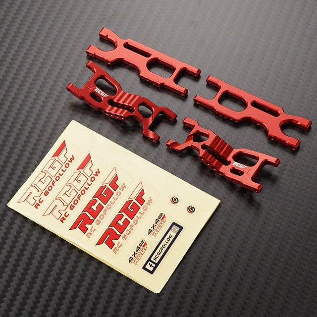 VONKY Aluminum Alloy 1/16 Front Rear Lower Suspension Arm 4pcs Wear-resistant Rc Front Rear Lower Suspension Arm For LOSI Red