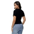 thumbnail image 3 of Women's Summer Short Sleeve Shirt V-Neck Collar Pullover Tops Lightweight Knit Polo Shirt, 3 of 4