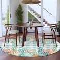 thumbnail image 3 of Round Rugs 7Ft, Summer Coastal Round Area Rug Washable Indoor Throw Carpet, Watercolor Corals Shells Starfish Green Plaid Large Non Slip Circle Rug for Dining Room Playroom Home Decor Aesthetic, 3 of 8