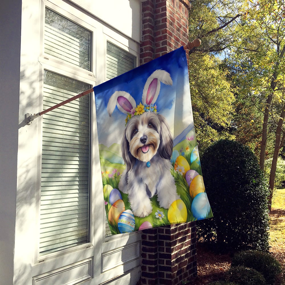 Tibetan Terrier Easter Egg Hunt House Flag 28 in x 40 in