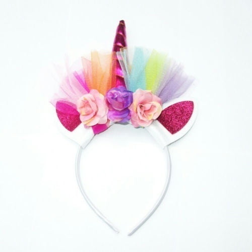 Flower Unicorn Horn Head Hair Headband Party Fancy Dress Birthday BLUE