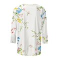 thumbnail image 5 of HLKJKLS Long Sleeve Shirts For Women 3/4 Sleeve Spring Print Round Neck Loose T Shirt Fashion Polyester Spandex Casual White S-3Xl, 5 of 7
