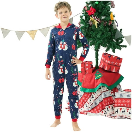 

Family Christmas one-piece pajamas Children s Elk horn hoodie casual pajamas one-piece pajamas