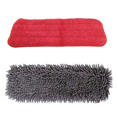 Mr.Cleann Spray Mop Kit House Cleaning Set Includes 2 Microfibre Pads for Hardwood, Ceramic, Vinyl Floors and 2 for Windows (2, Refill Bottle Set 1+1) Red, (Best Mop To Clean Vinyl Floors)