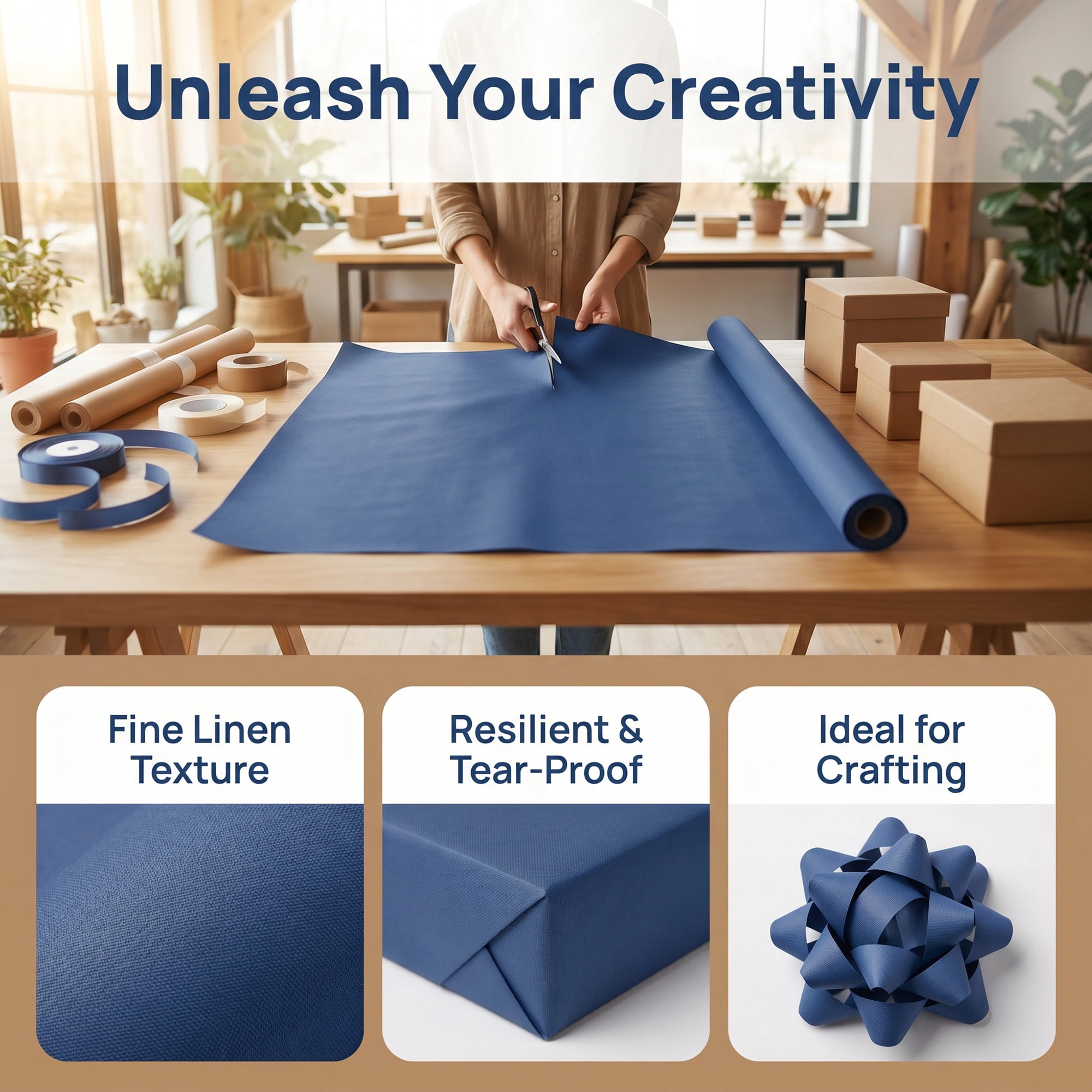 Unique Bargains Heavyweight Wrapping Paper for Gifts and Presentations Blue 39.4" x 27.6"