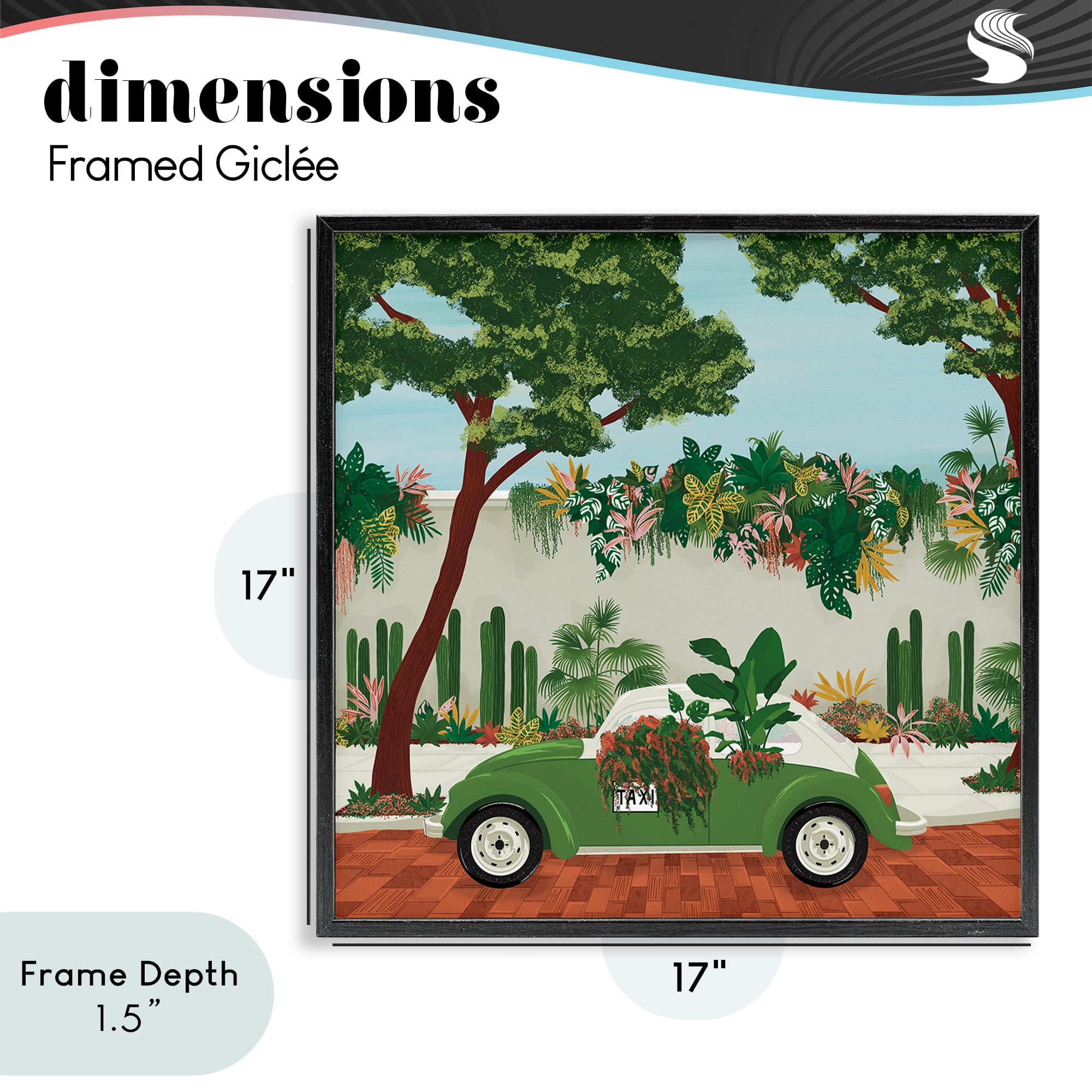 Stupell Industries Overgrown Garden Taxi Black Framed Giclee Art, design by Vero Illustrates