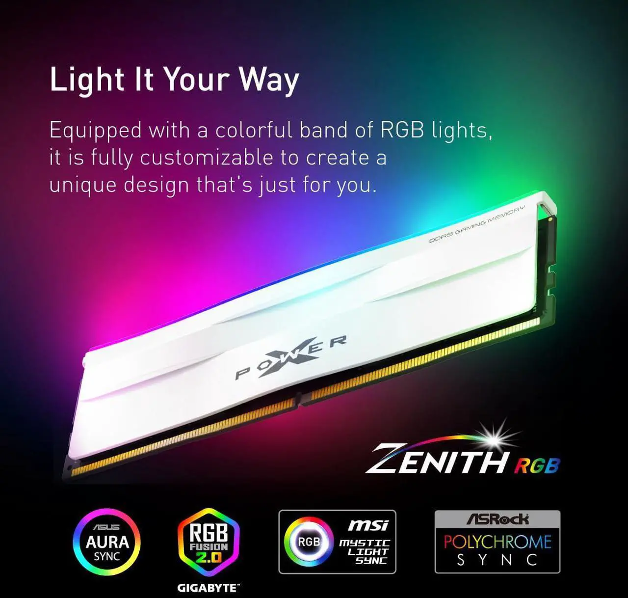 Silicon Power DDR5 32GB (2x16GB) Zenith RGB 6000MT/s (PC5-48000) 288-pin CL36 1.35V UDIMM Desktop Memory Module RAM SP032GXLWU60FFDF Black