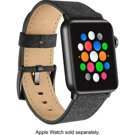Platinum - Fabric Watch Strap for Apple Watch&reg; 42mm and 44mm - Dark Gray