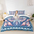 thumbnail image 2 of jejeloiu Boho Mandala Duvet Cover Queen For Men Women,Geometric Pattern Queen Bedding,Blue Pink White,Reversible,3-Piece,1 Duvet Cover and 2 Pillowcases, 2 of 6