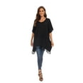 thumbnail image 3 of Beautybatik Black Women Solid Tunic Blouse Kaftan V neck Loose Top Plus Size 4X, 3 of 6