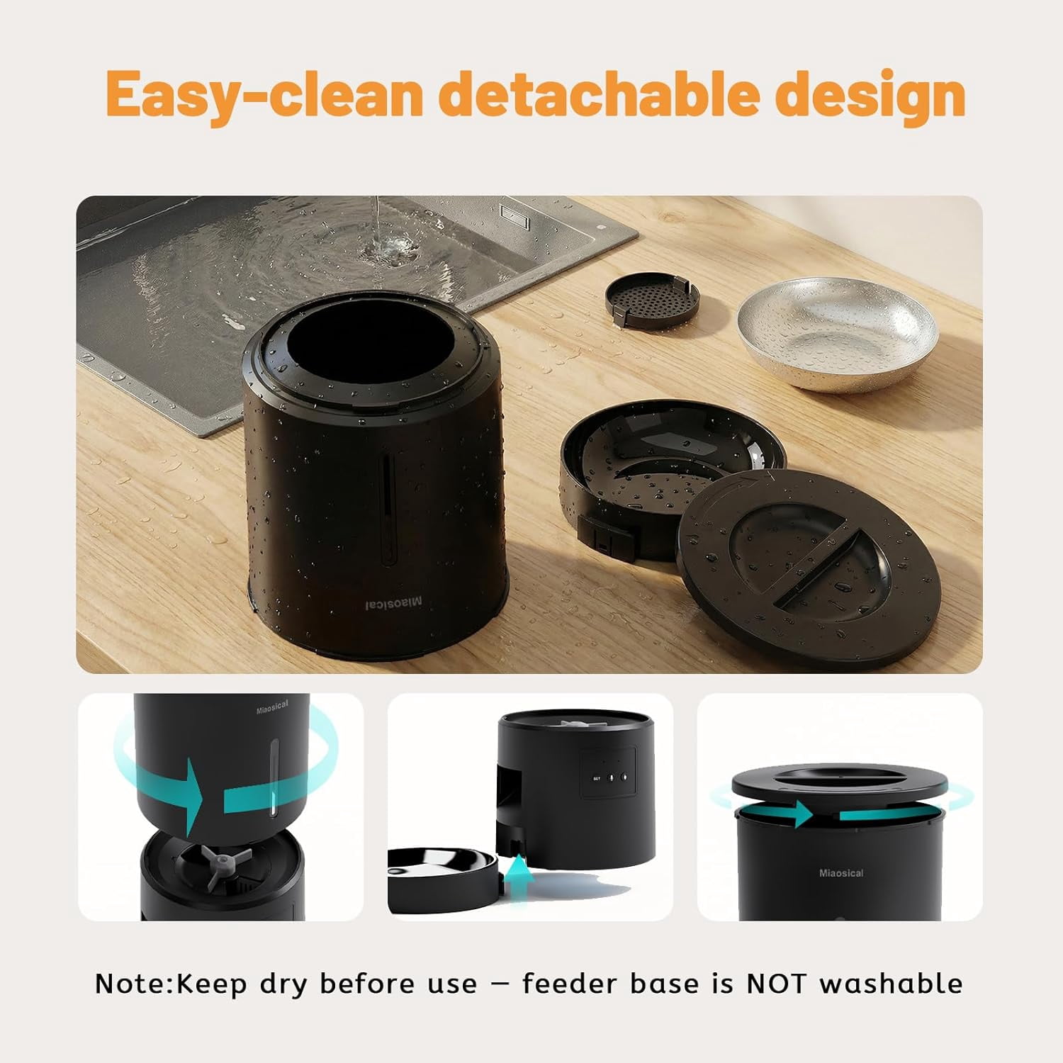 Automatic Cat Feeder 2 Cats,2.4G WiFi Timed Auto Cat Food Dispenser with Dual Bowls,4.2L Smart App Control,Equal Portion Feeding for Multiple Cats (Black, 4.2L WiFi Dual Bowl)