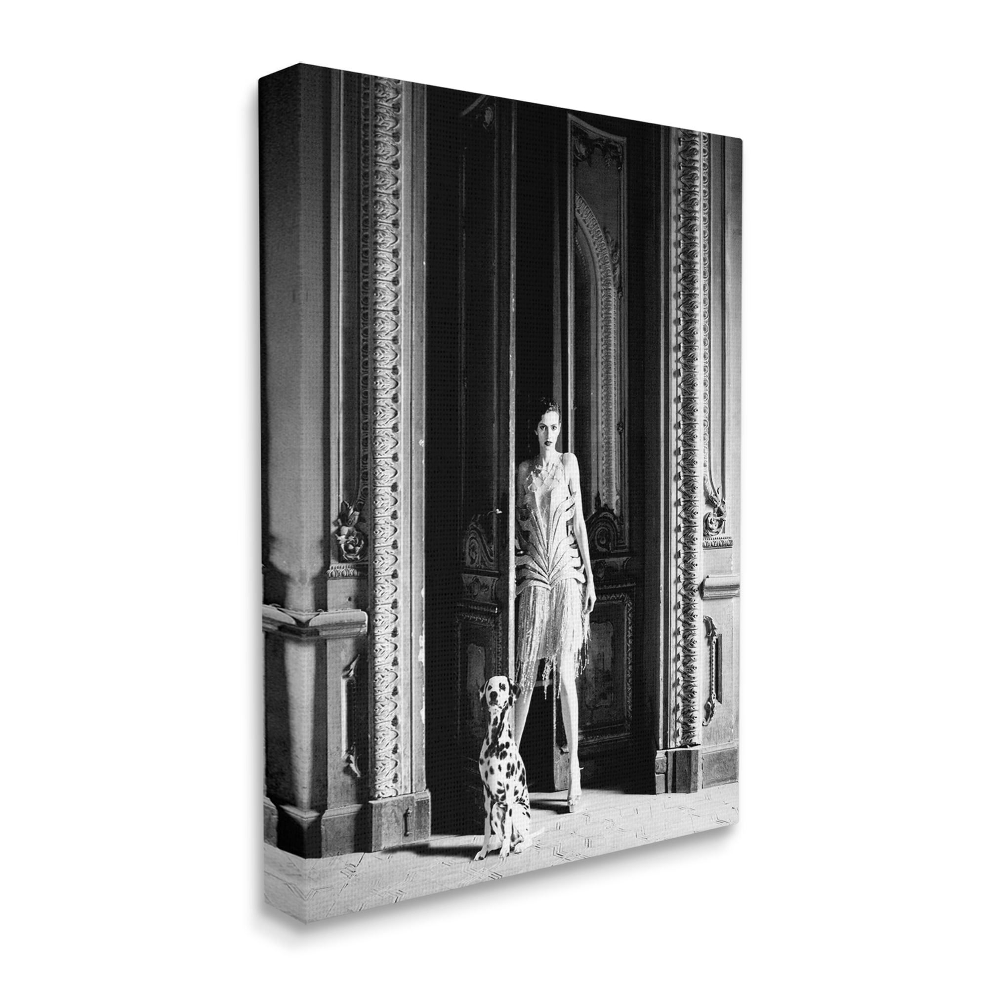Stupell Industries Upscale Fashion Woman Dalmatian Dog Ornate Building Photograph Gallery Wrapped Canvas Print Wall Art, Design by Leah Straatsma