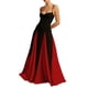 thumbnail image 1 of Vestido de fiesta EEMEII 2025 con tirantes finos, retazos, negro y rojo, 1 of 8