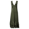 thumbnail image 5 of ChaoHeng Sundresses for Women for 2026 Solid Round Neck Tier Ruffle Sleeveless Flowy Beach Summer Dresses Army Green L, 5 of 6