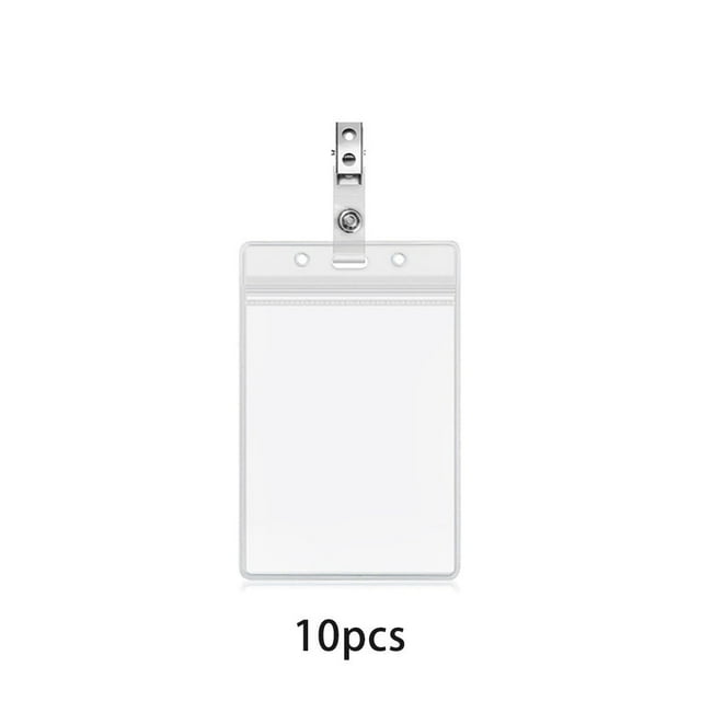 10 Pieces Waterproof Plastic Card Holder Transparent Badge Name Tag Pre-punched Sleeve Driver License Cardholder