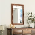 thumbnail image 4 of Costway 24" x 36" Rustic Decorative Wall Mirror with Solid Wood Frame Beads for Living Room Brown, 4 of 10