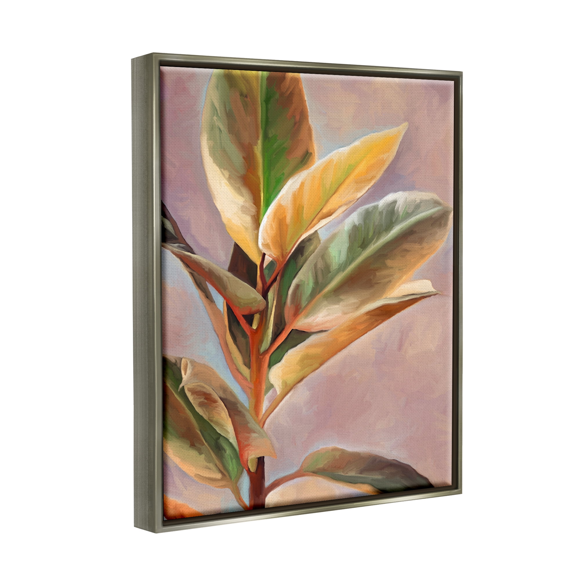 Stupell Industries House Plant Painting Botanical & Floral Painting Gray Floater Framed Art Print Wall Art, 17 x 21