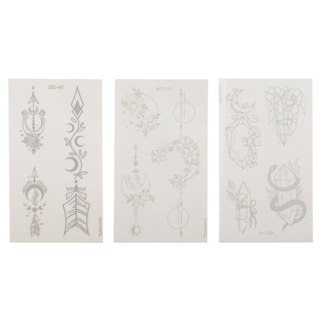 Unique Bargains 3 Pcs Realistic Fake Tattoos Plants Pattern Temporary Tatto for Adult Gray