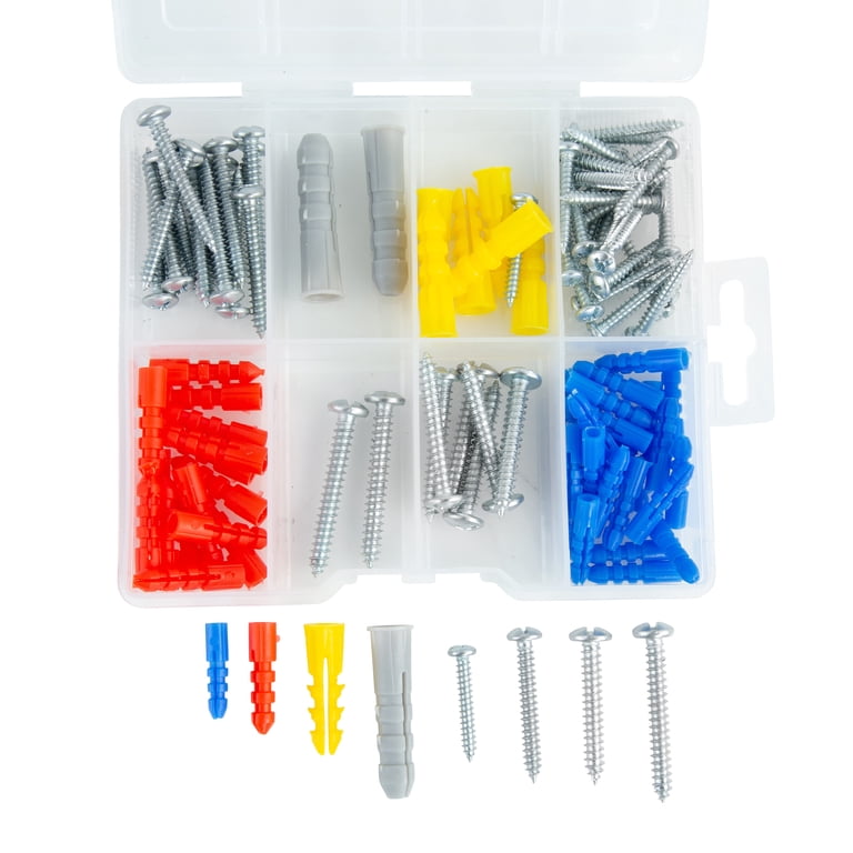 Hyper Tough 104-Piece Screw and Drywall Anchor Assortment, Split