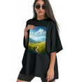 thumbnail image 3 of Plus Size Shirt for Women Black Tops for Women Short Sleeves Shirt for Women Summer Landscape T Shirt Crewneck Shirt for Women 2XL, 3 of 5