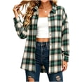 thumbnail image 5 of Axiiglly Plaid Flannel Shirts for Women, Casual Long Sleeve Lapel Button Down Shirts, Fitted Women's Plus Size Business Work Tops, Green Size S-2XL, 5 of 7